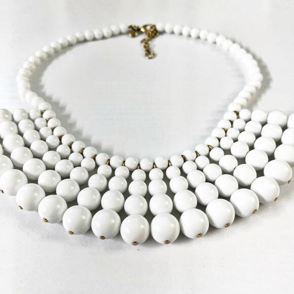 J. Crew White Beaded Bib Statement Necklace - Picture 6 of 7